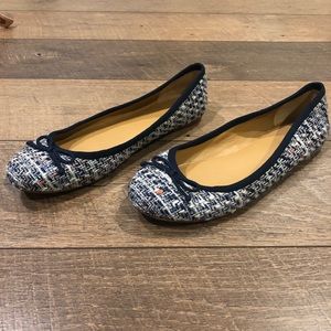 J. Crew Factory Blue and White Tweed Flats